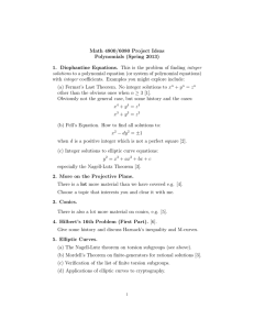 Math 4800/6080 Project Ideas Polynomials (Spring 2013)