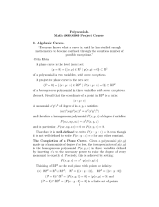 Polynomials. Math 4800/6080 Project Course 2. Algebraic Curves.