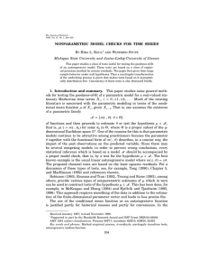 NONPARAMETRIC MODEL CHECKS FOR TIME SERIES By Hira L. Koul