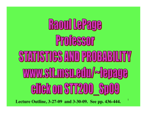 Lecture Outline, 3-27-09  and 3-30-09.  See pp. 436-444. 1