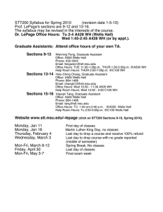 STT200 Syllabus for Spring 2010      ... Prof. LePage's sections are 9-12 and 13-16.