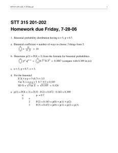 STT 315 201-202 Homework due Friday, 7-28-06