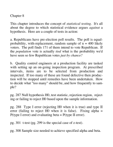 Chapter 8 statistical testing against