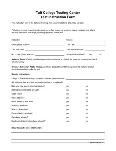 Taft College Testing Center Test Instruction Form