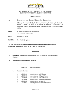 OFFICE OF THE VICE PRESIDENT OF INSTRUCTION Memorandum