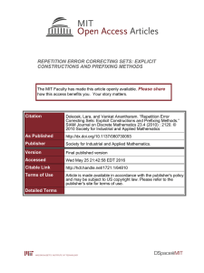 REPETITION ERROR CORRECTING SETS: EXPLICIT CONSTRUCTIONS AND PREFIXING METHODS Please share