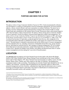 CHAPTER 1 INTRODUCTION PURPOSE AND NEED FOR ACTION