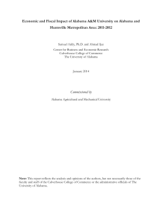 Economic and Fiscal Impact of Alabama A&amp;M University on Alabama... Huntsville Metropolitan Area: 2011-2012