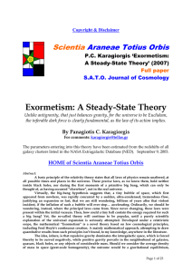 Exormetism: A Steady-State Theory Scientia  Araneae Totius Orbis