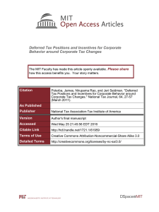 Deferred Tax Positions and Incentives for Corporate Please share