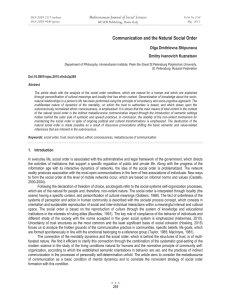 Communication and the Natural Social Order Mediterranean Journal of Social Sciences