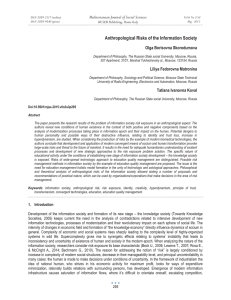 Anthropological Risks of the Information Society Mediterranean Journal of Social Sciences