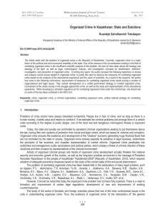 Organized Crime in Kazakhstan: State and Solutions Kuandyk Zairullaevich Tokubayev