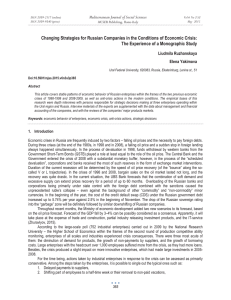 Changing Strategies for Russian Companies in the Conditions of Economic... The Experience of a Monographic Study