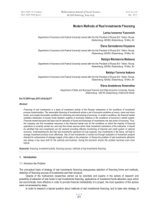 Modern Methods of Real Investments Financing Mediterranean Journal of Social Sciences