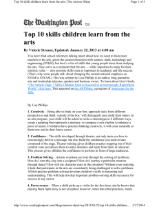 Top 10 skills children learn from the arts