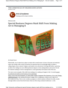 Special Business Degrees Mark Shift From Making Art to Managing It