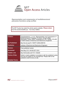 Representation and compression of multidimensional piecewise functions using surflets Please share