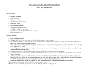 Co-op Employer Evaluation of Student Performance Report (March 2013-September 2013)