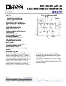 High Accuracy, Dual-Axis Digital Inclinometer and Accelerometer ADIS16209 Data Sheet