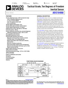 Tactical Grade, Ten Degrees of Freedom Inertial Sensor ADIS16488A Data Sheet