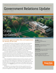 Government Relations Update State updates Committee approves ballot titles and explanations