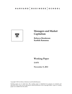Managers and Market Capitalism Working Paper 13-075