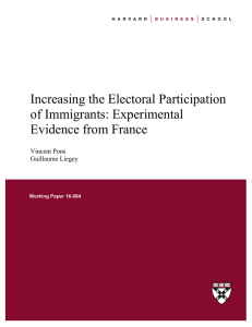 Increasing the Electoral Participation of Immigrants: Experimental Evidence from France Vincent Pons