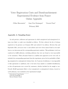 Voter Registration Costs and Disenfranchisement: Experimental Evidence from France Online Appendix Céline Braconnier
