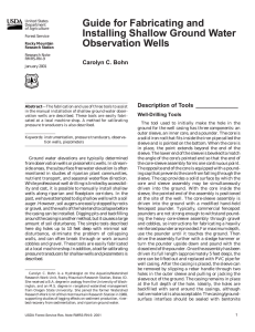 Guide for Fabricating and Installing Shallow Ground Water Observation Wells Carolyn C. Bohn