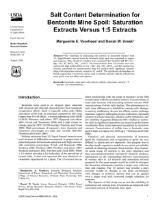 Salt Content Determination for Bentonite Mine Spoil: Saturation Extracts Versus 1:5 Extracts