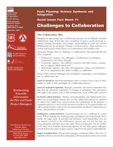 Challenges to Collaboration Fuels Planning: Science Synthesis and Integration