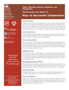 Keys to Successful Collaboration Fuels Planning: Science Synthesis and Integration