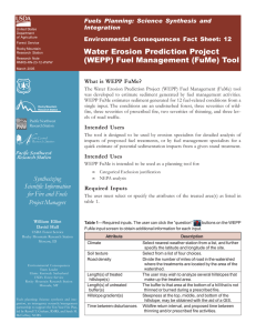 Water Erosion Prediction Project (WEPP) Fuel Management (FuMe) Tool Integration
