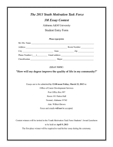 The 2013 Youth Motivation Task Force 3M Essay Contest Student Entry Form