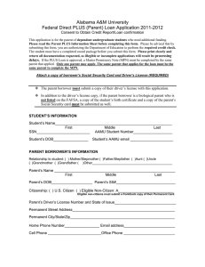 Alabama A&amp;M University Federal Direct PLUS (Parent) Loan Application 2010-2011 in processing
