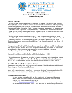 Graduate Student Intern International Programs Coordinator Position Description