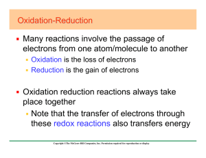 Many reactions involve the passage of Oxidation reduction reactions always take Oxidation