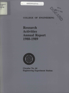 Annual Report Research 1988-1989 COLLEGE OF ENGINEERING