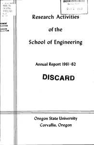 Research Activities of the School of Engineering Oregon State University