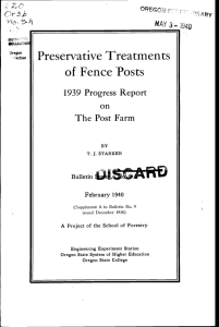 Preservative Treatments of Fence Posts The Post Farm 1939 Progress Report