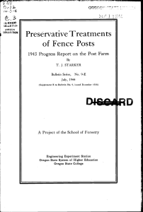 Preservative Treatments of Fence Posts 1943 Progress Report on the Post Farm