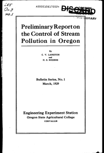 Pollution in Oregon the Control of Stream Preliminary Report on :13