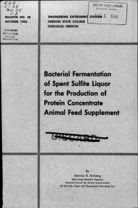 for the Production of Bacterial Fermentation of Spent Sulfite Liquor Animal Feed Supplement