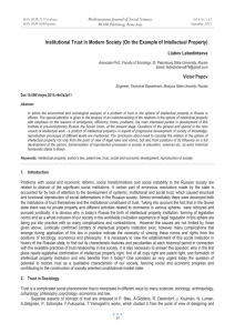 Institutional Trust in Modern Society (On the Example of Intellectual... Mediterranean Journal of Social Sciences Liubov Lebedintseva MCSER Publishing, Rome-Italy