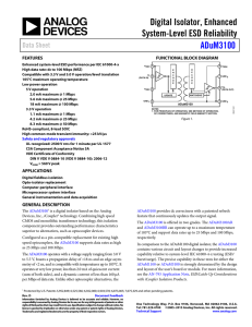 Digital Isolator, Enhanced System-Level ESD Reliability ADuM3100 Data Sheet