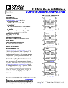 1 kV RMS Six-Channel Digital Isolators / ADuM7640 ADuM7641