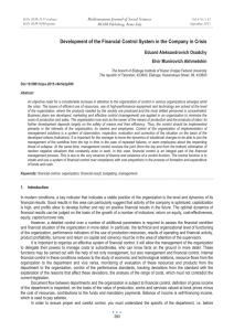 Development of the Financial Control System in the Company in... Mediterranean Journal of Social Sciences Eduard Aleksandrovich Osadchy Elvir Munirovich Akhmetshin