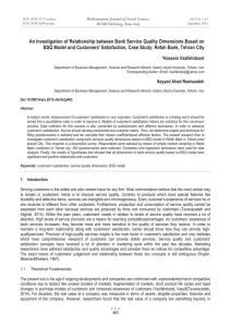 An Investigation of Relationship between Bank Service Quality Dimensions Based... BSQ Model and Customers' Satisfaction, Case Study: Refah Bank, Tehran...