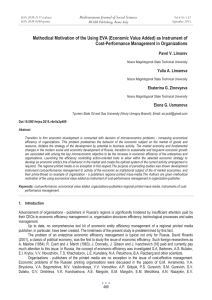 Methodical Motivation of the Using EVA (Economic Value Added) as... Cost-Performance Management in Organizations